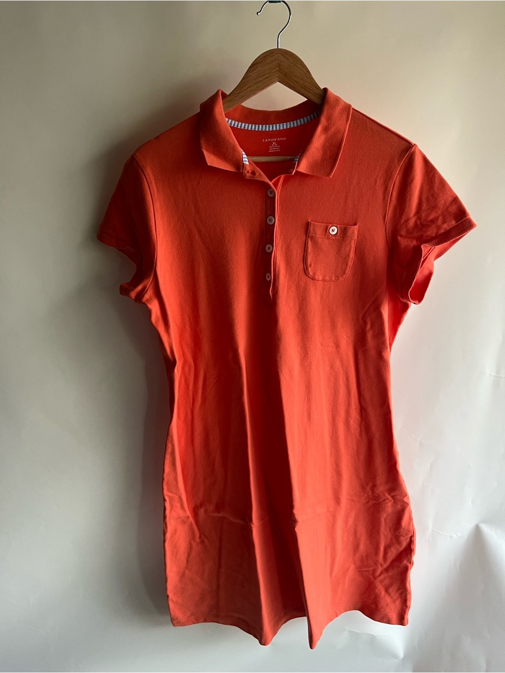 Lands’ End Polo Dress Orange Sz XL Women’s 18-20 Collared EUC
